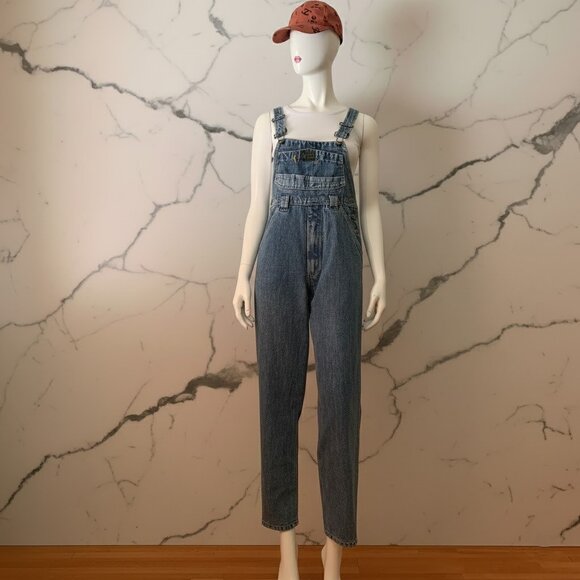 Denim Vintage Mr. Jump Women’s Overall Straight Leg Side Buttons Jeans Jumpsuit - Picture 2 of 9